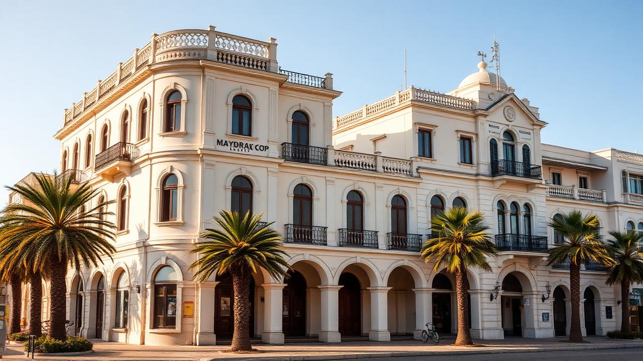 Italienische Verwaltungsarchitektur am Mandraki-Hafen von Rhodos
