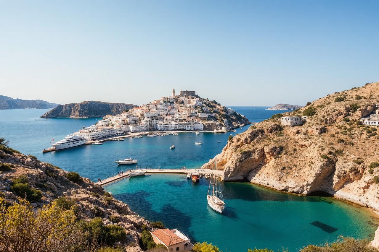 St.-Pauls-Bucht und Hauptbucht von Lindos unterhalb der Akropolis
